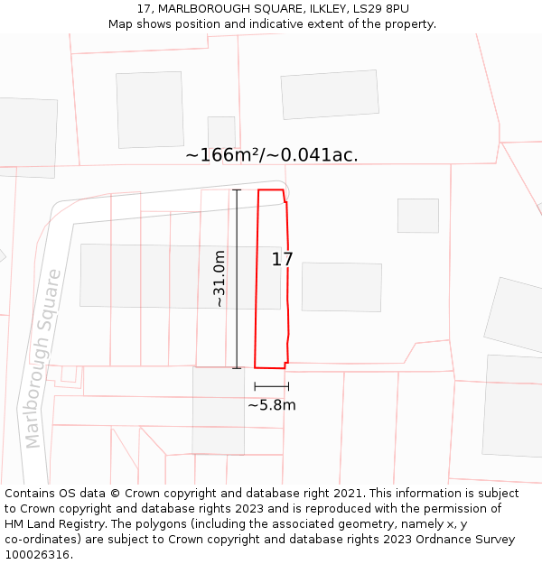 17, MARLBOROUGH SQUARE, ILKLEY, LS29 8PU: Plot and title map