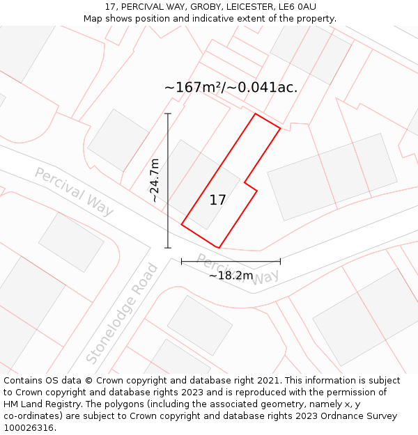 17, PERCIVAL WAY, GROBY, LEICESTER, LE6 0AU: Plot and title map