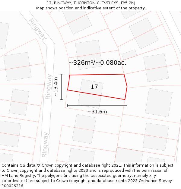 17, RINGWAY, THORNTON-CLEVELEYS, FY5 2NJ: Plot and title map