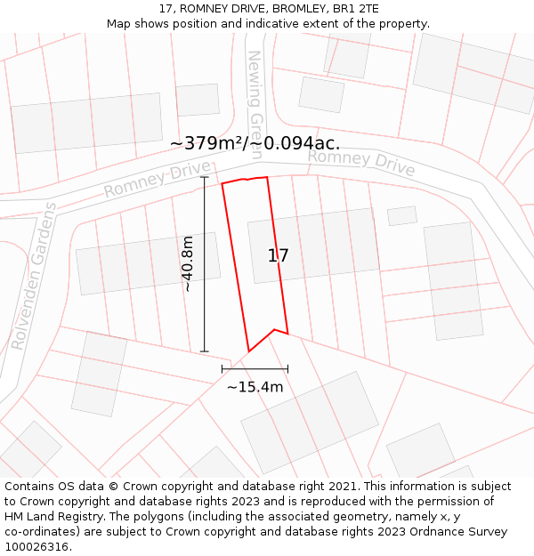 17, ROMNEY DRIVE, BROMLEY, BR1 2TE: Plot and title map