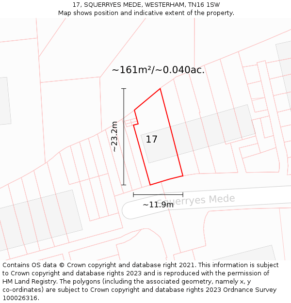 17, SQUERRYES MEDE, WESTERHAM, TN16 1SW: Plot and title map