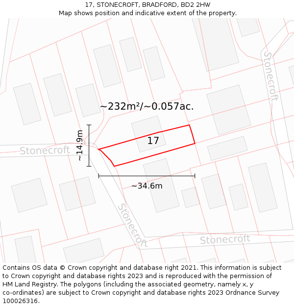17, STONECROFT, BRADFORD, BD2 2HW: Plot and title map