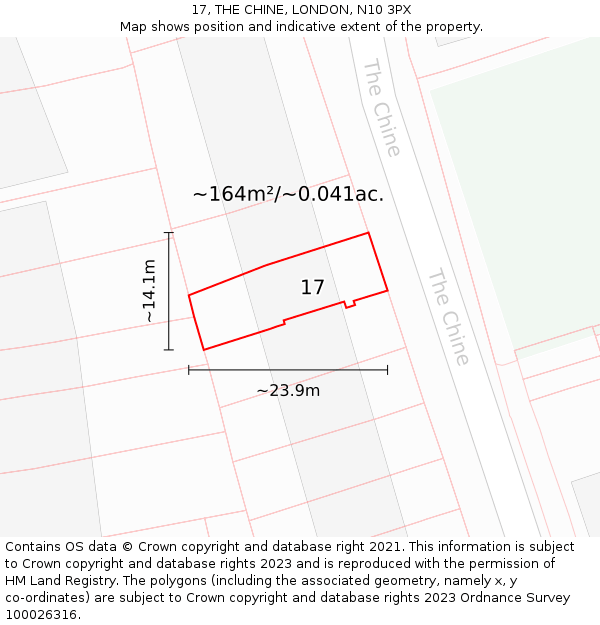17, THE CHINE, LONDON, N10 3PX: Plot and title map