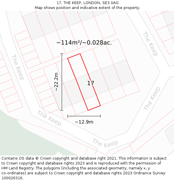 17, THE KEEP, LONDON, SE3 0AG: Plot and title map