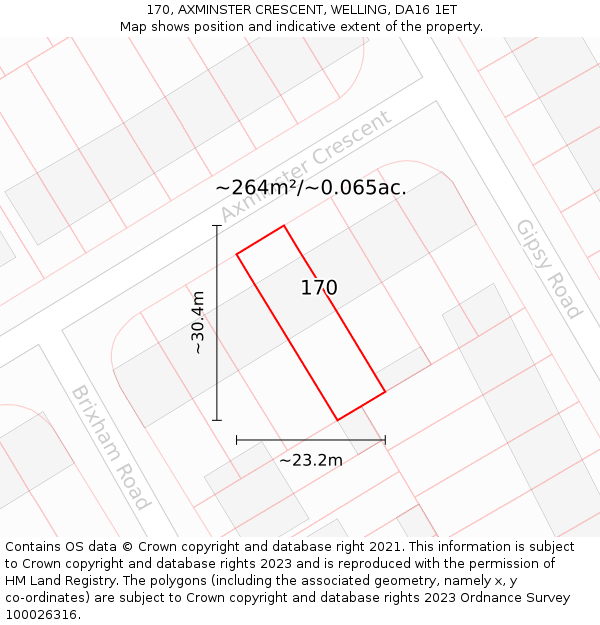170, AXMINSTER CRESCENT, WELLING, DA16 1ET: Plot and title map