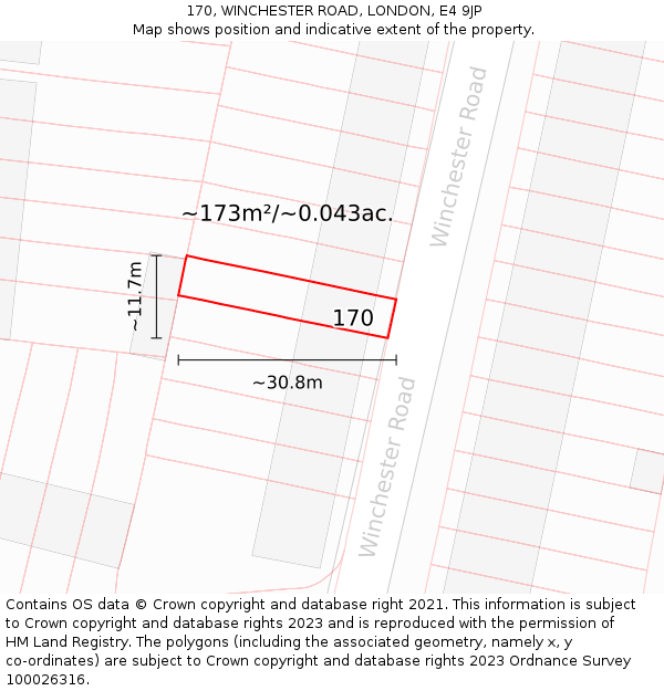 170, WINCHESTER ROAD, LONDON, E4 9JP: Plot and title map
