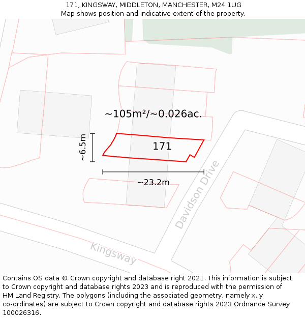 171, KINGSWAY, MIDDLETON, MANCHESTER, M24 1UG: Plot and title map