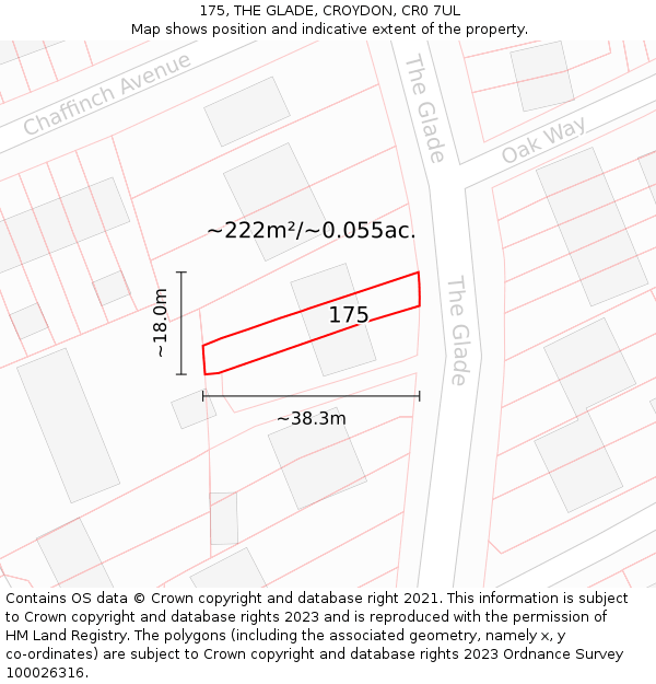 175, THE GLADE, CROYDON, CR0 7UL: Plot and title map