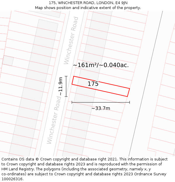 175, WINCHESTER ROAD, LONDON, E4 9JN: Plot and title map