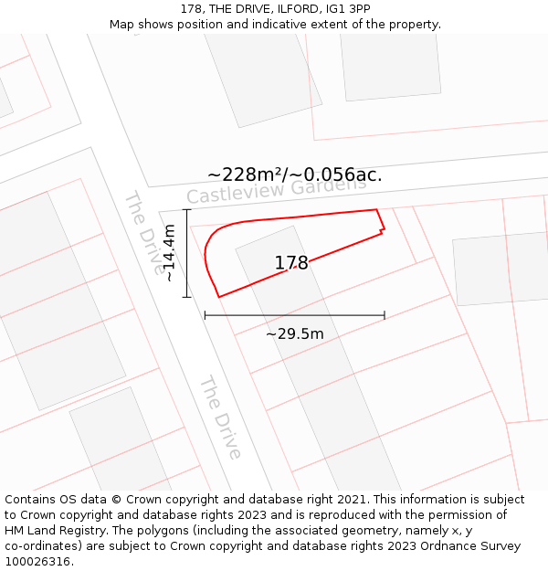 178, THE DRIVE, ILFORD, IG1 3PP: Plot and title map