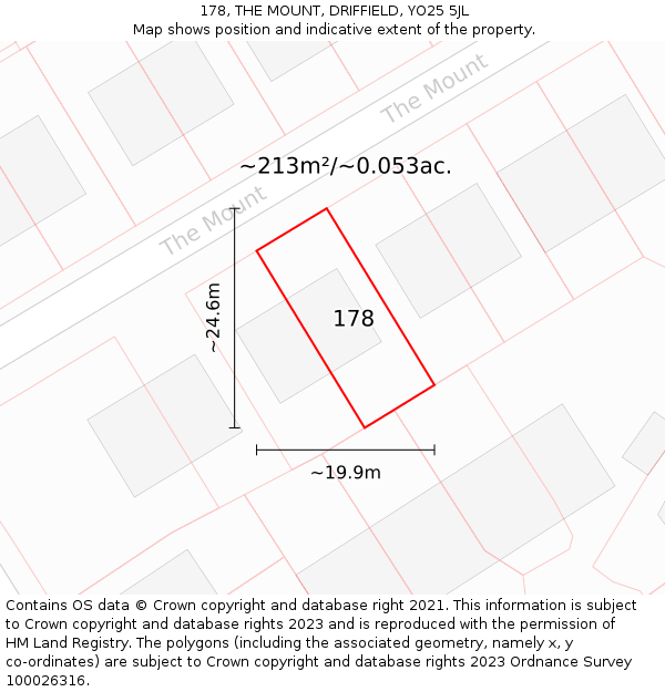 178, THE MOUNT, DRIFFIELD, YO25 5JL: Plot and title map