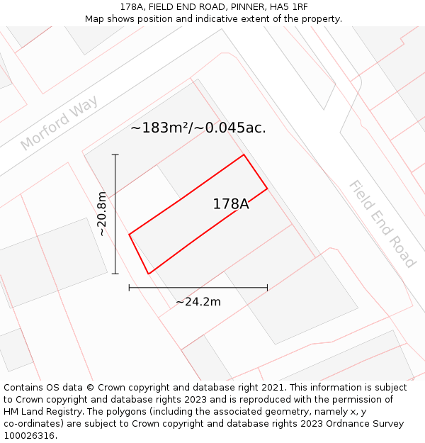 178A, FIELD END ROAD, PINNER, HA5 1RF: Plot and title map