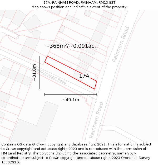 17A, RAINHAM ROAD, RAINHAM, RM13 8ST: Plot and title map