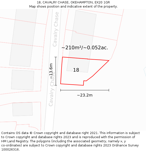18, CAVALRY CHASE, OKEHAMPTON, EX20 1GR: Plot and title map