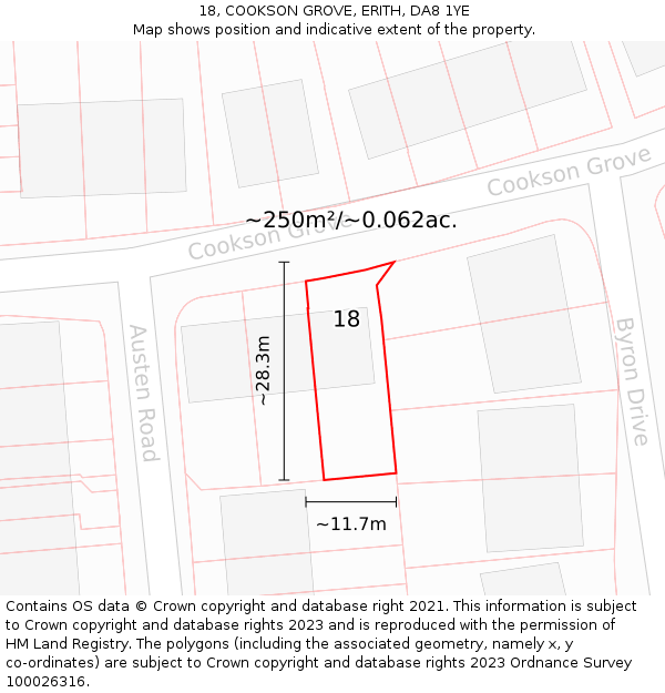 18, COOKSON GROVE, ERITH, DA8 1YE: Plot and title map