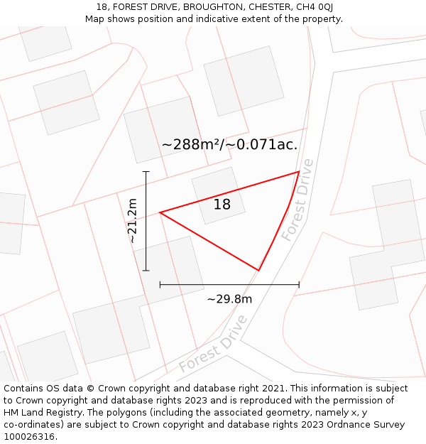 18, FOREST DRIVE, BROUGHTON, CHESTER, CH4 0QJ: Plot and title map