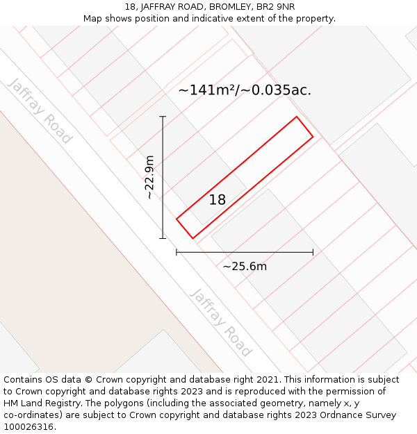 18, JAFFRAY ROAD, BROMLEY, BR2 9NR: Plot and title map