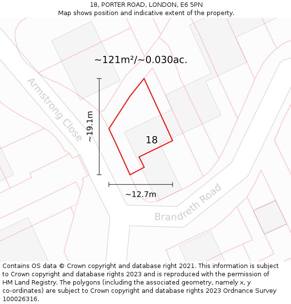 18, PORTER ROAD, LONDON, E6 5PN: Plot and title map