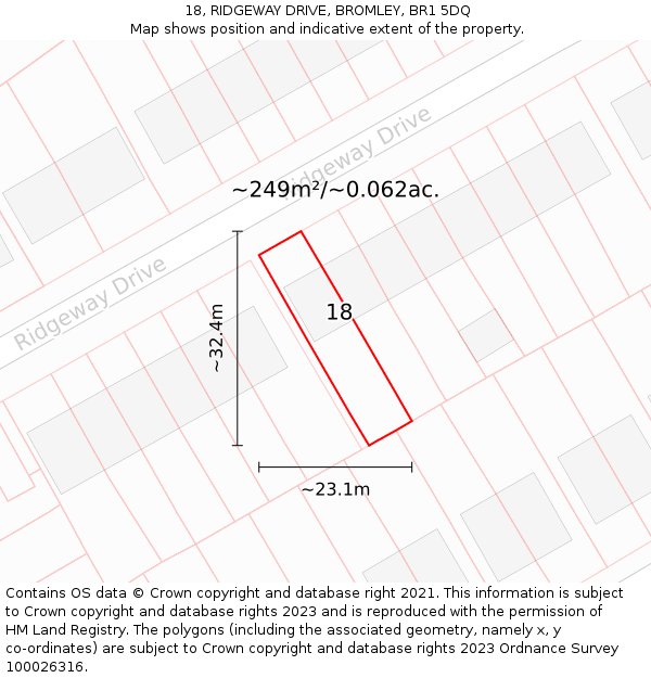 18, RIDGEWAY DRIVE, BROMLEY, BR1 5DQ: Plot and title map