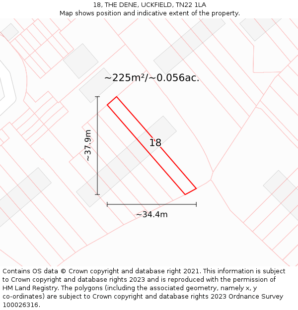 18, THE DENE, UCKFIELD, TN22 1LA: Plot and title map