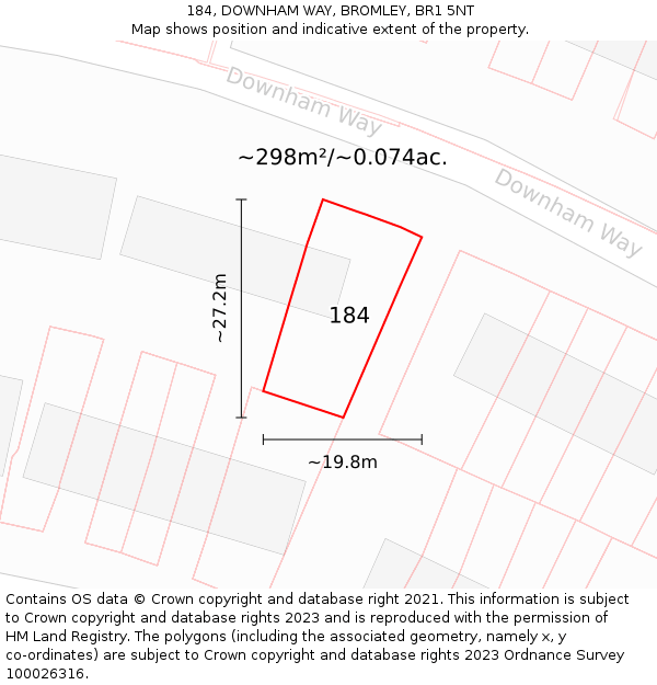 184, DOWNHAM WAY, BROMLEY, BR1 5NT: Plot and title map