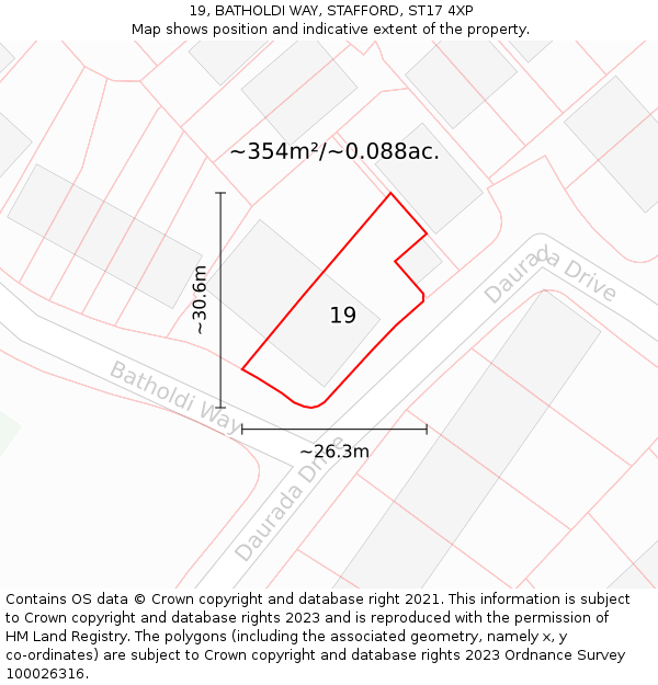 19, BATHOLDI WAY, STAFFORD, ST17 4XP: Plot and title map