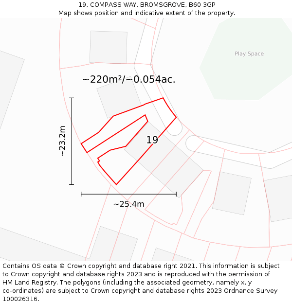19, COMPASS WAY, BROMSGROVE, B60 3GP: Plot and title map