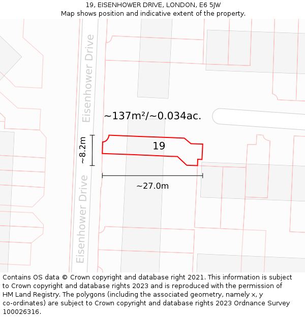 19, EISENHOWER DRIVE, LONDON, E6 5JW: Plot and title map