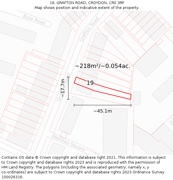 19, GRAFTON ROAD, CROYDON, CR0 3RP: Plot and title map