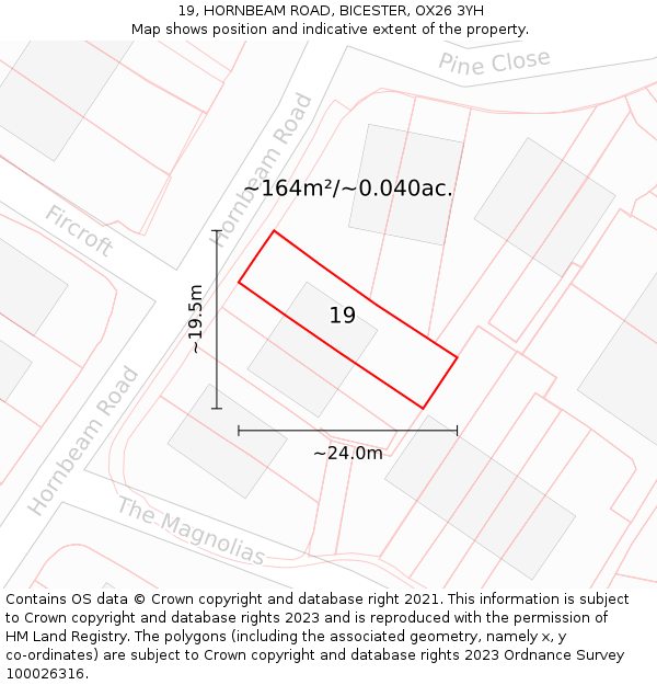 19, HORNBEAM ROAD, BICESTER, OX26 3YH: Plot and title map