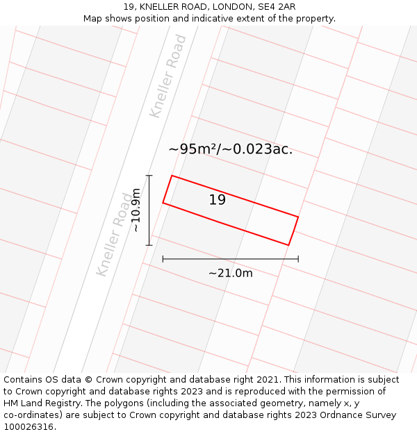 19, KNELLER ROAD, LONDON, SE4 2AR: Plot and title map