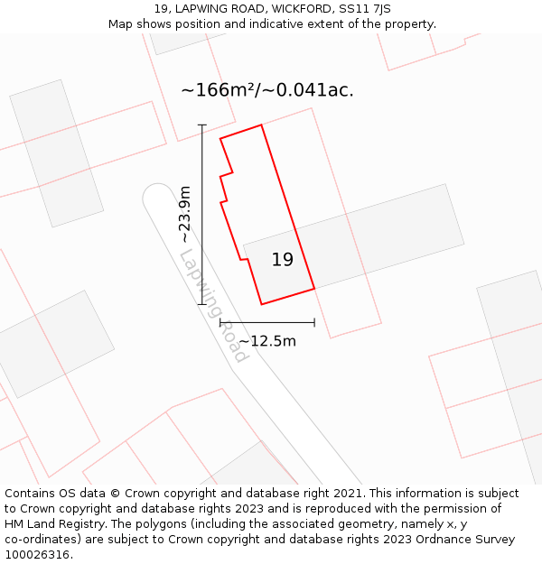 19, LAPWING ROAD, WICKFORD, SS11 7JS: Plot and title map