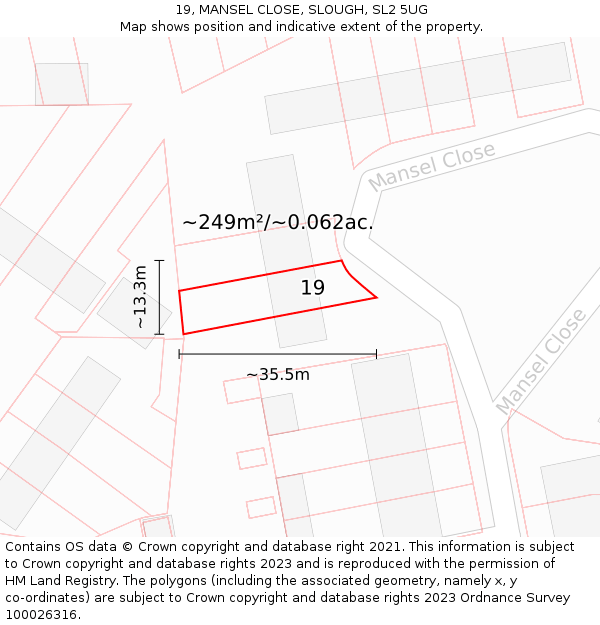 19, MANSEL CLOSE, SLOUGH, SL2 5UG: Plot and title map