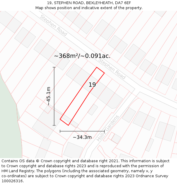 19, STEPHEN ROAD, BEXLEYHEATH, DA7 6EF: Plot and title map