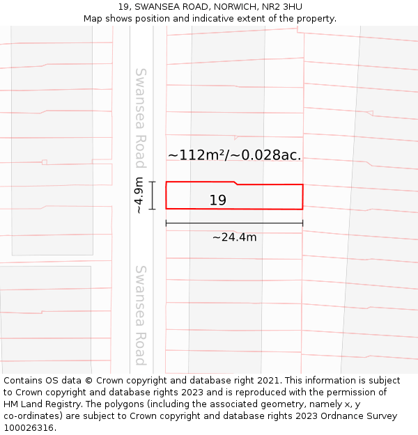 19, SWANSEA ROAD, NORWICH, NR2 3HU: Plot and title map