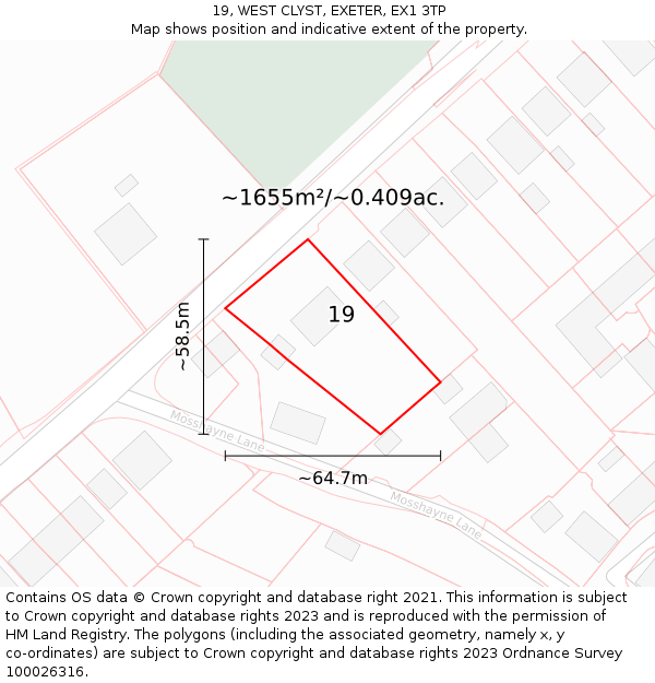 19, WEST CLYST, EXETER, EX1 3TP: Plot and title map