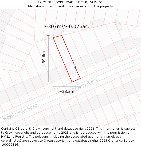 19, WESTBROOKE ROAD, SIDCUP, DA15 7PH: Plot and title map