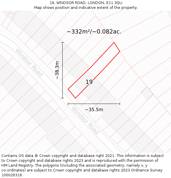 19, WINDSOR ROAD, LONDON, E11 3QU: Plot and title map