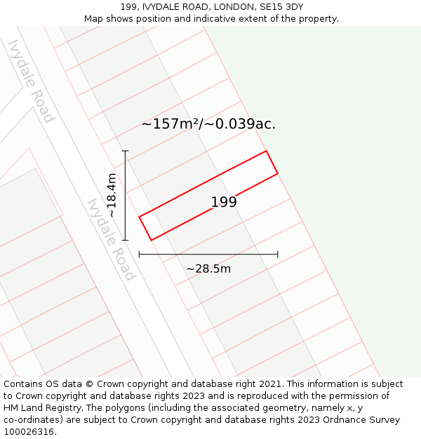 199, IVYDALE ROAD, LONDON, SE15 3DY: Plot and title map