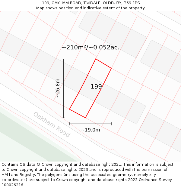 199, OAKHAM ROAD, TIVIDALE, OLDBURY, B69 1PS: Plot and title map