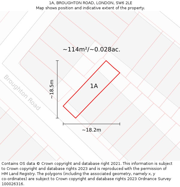 1A, BROUGHTON ROAD, LONDON, SW6 2LE: Plot and title map