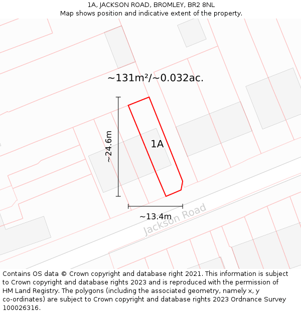 1A, JACKSON ROAD, BROMLEY, BR2 8NL: Plot and title map