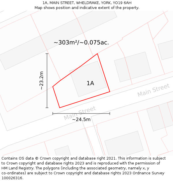 1A, MAIN STREET, WHELDRAKE, YORK, YO19 6AH: Plot and title map