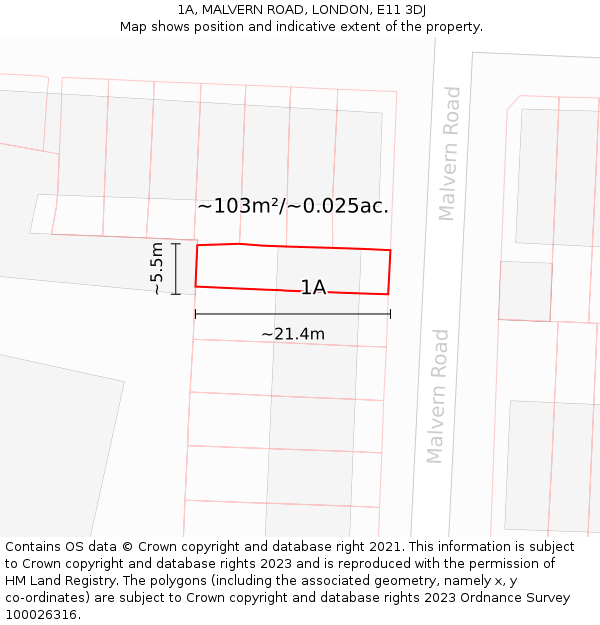 1A, MALVERN ROAD, LONDON, E11 3DJ: Plot and title map