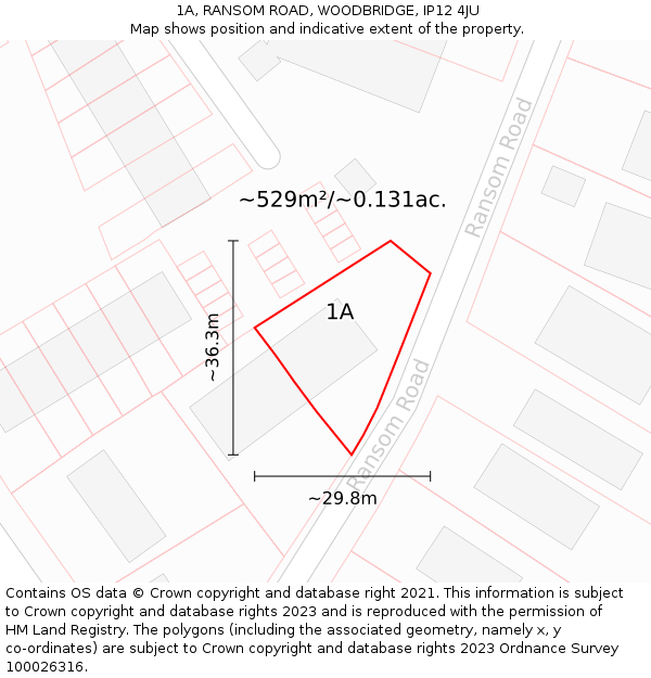 1A, RANSOM ROAD, WOODBRIDGE, IP12 4JU: Plot and title map