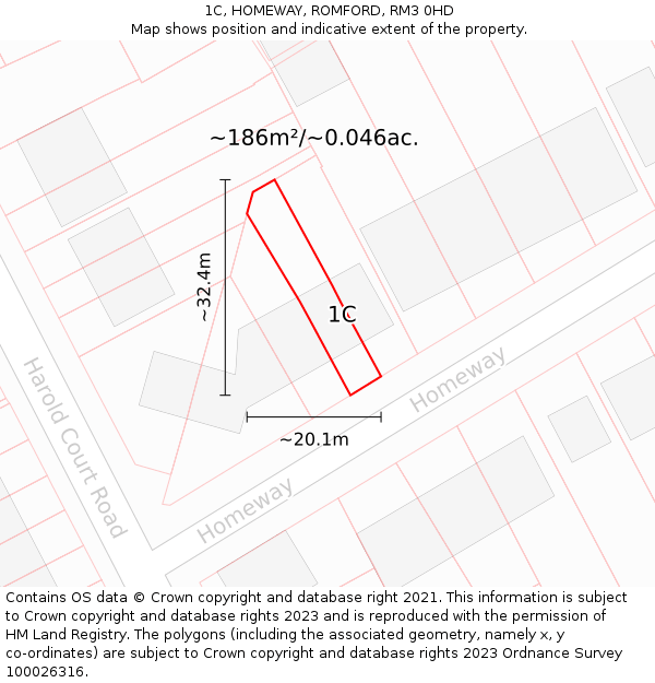 1C, HOMEWAY, ROMFORD, RM3 0HD: Plot and title map