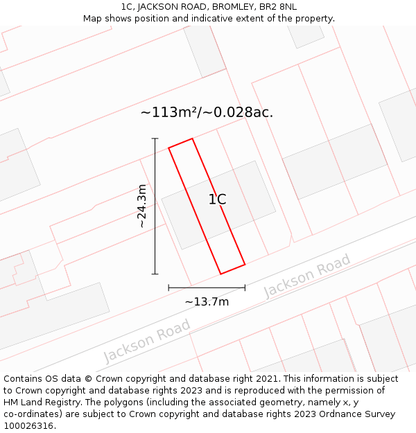 1C, JACKSON ROAD, BROMLEY, BR2 8NL: Plot and title map