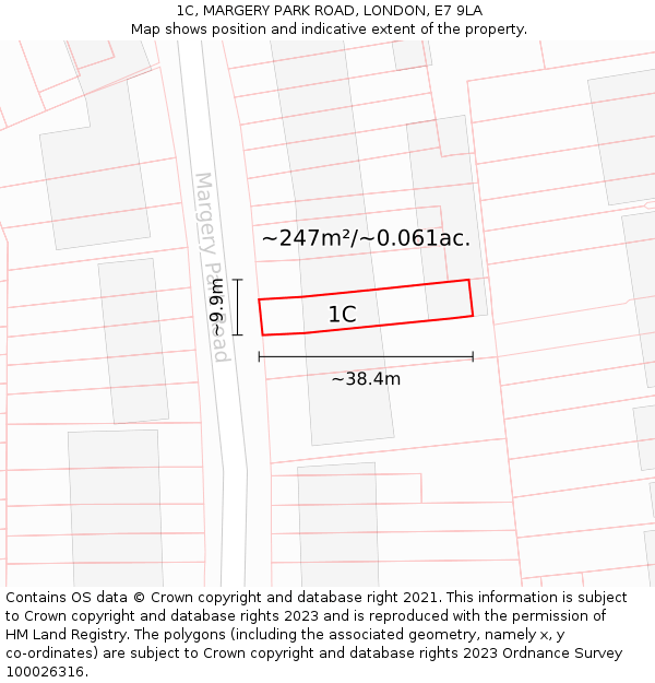 1C, MARGERY PARK ROAD, LONDON, E7 9LA: Plot and title map