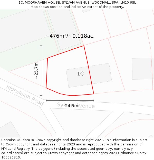 1C, MOORHAVEN HOUSE, SYLVAN AVENUE, WOODHALL SPA, LN10 6SL: Plot and title map