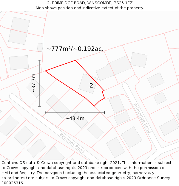 2, BRIMRIDGE ROAD, WINSCOMBE, BS25 1EZ: Plot and title map